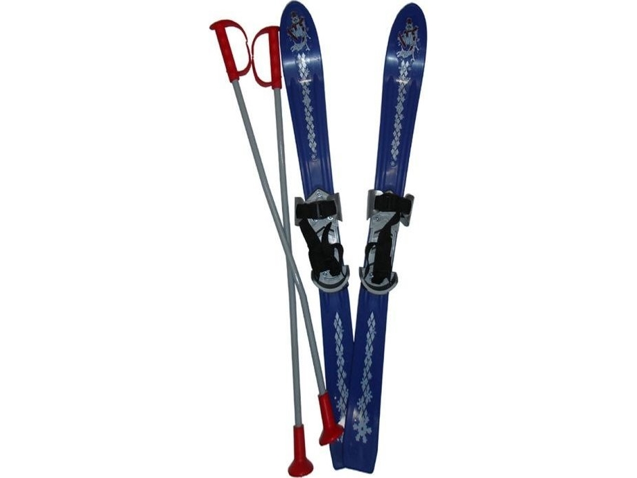 Lasten sukset 90 cm ja suksisauvat, sininen